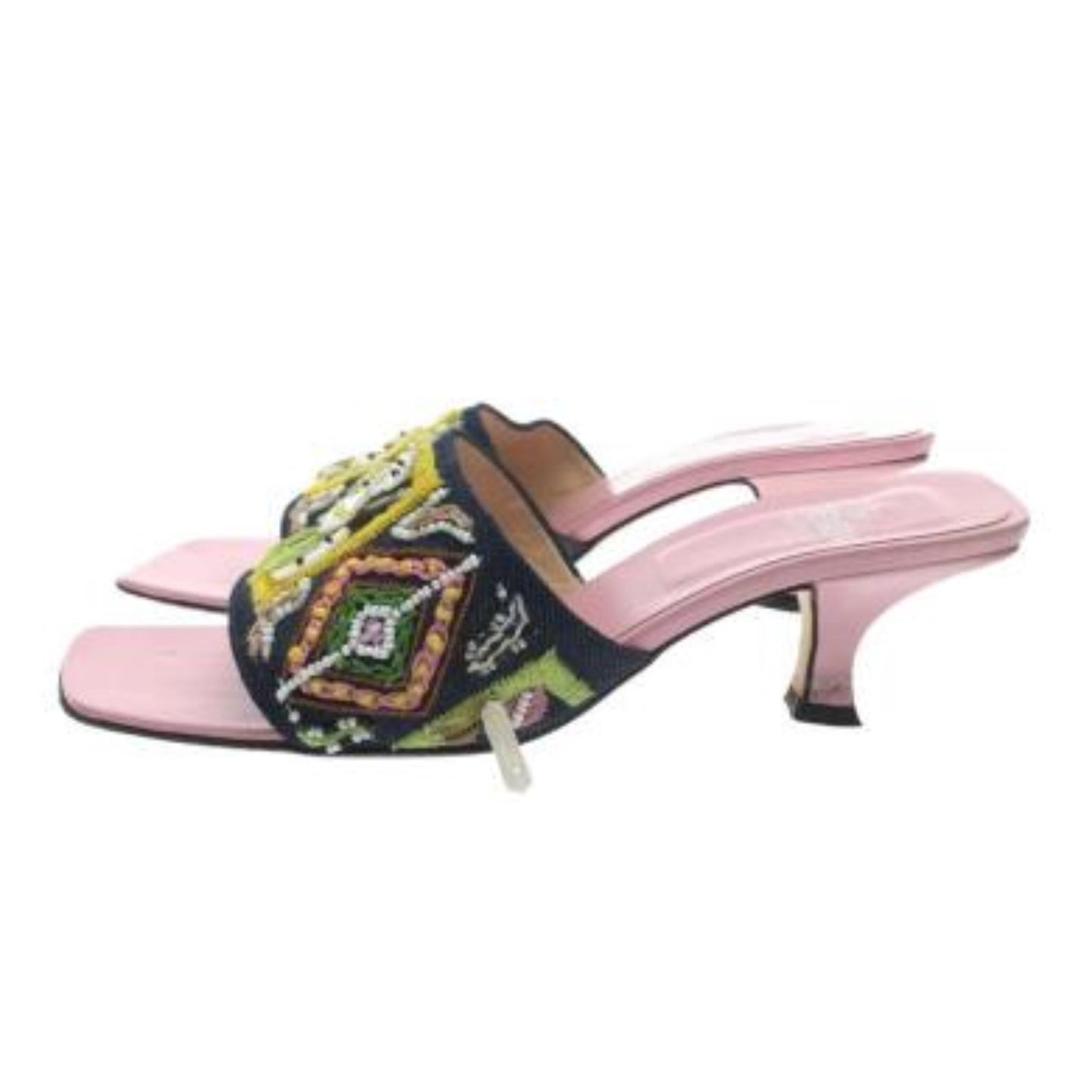 Fendi Beaded Embroided Sandal Heels