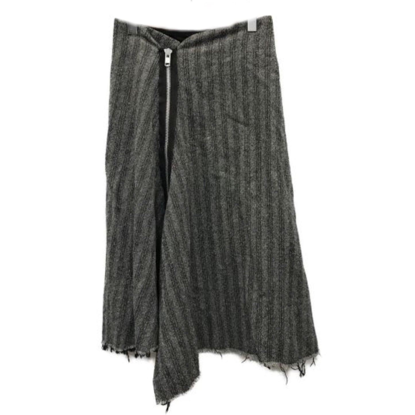 Tricot Comme Des Garcons Stripe Wool Raw Zipper Midi Skirt