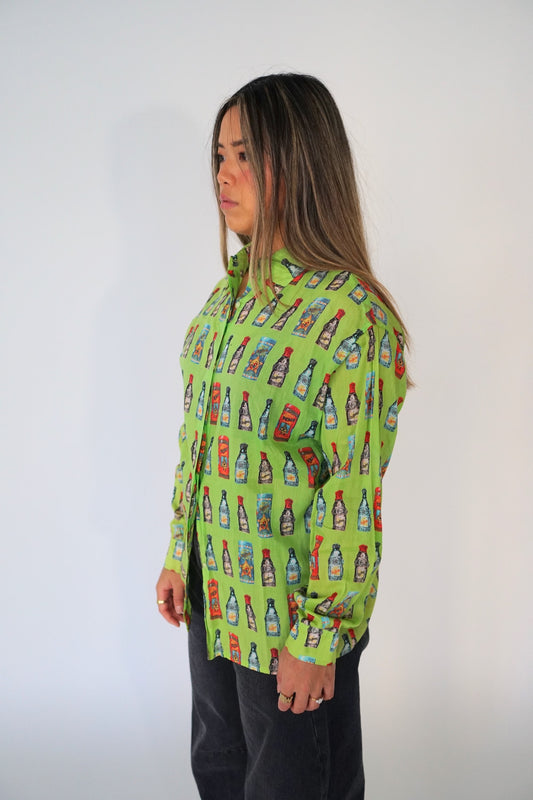 Versace Jeans Couture Multi Bottle Button Down LS Shirt