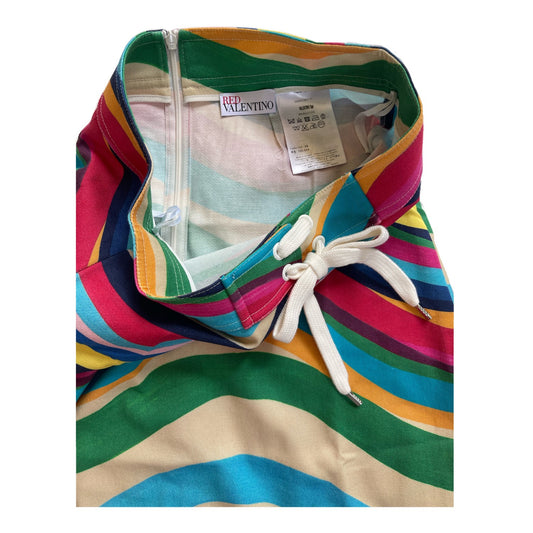 Valentino Red Rainbow Wave Tie A Line Skirt