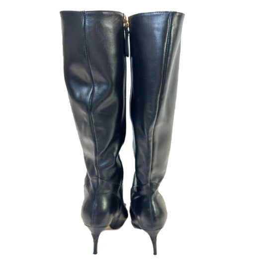 Gucci Horsebit Logo Metal Strap Knee High Boots SZ39