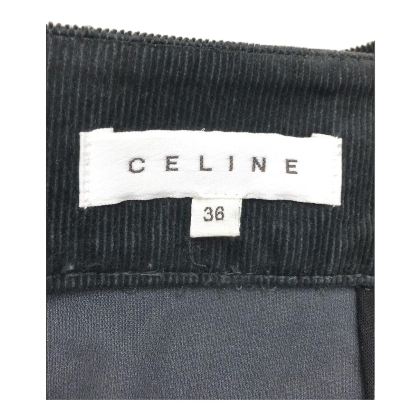 Celine Corduroy A Line Skirt w Metal Logo Buckle