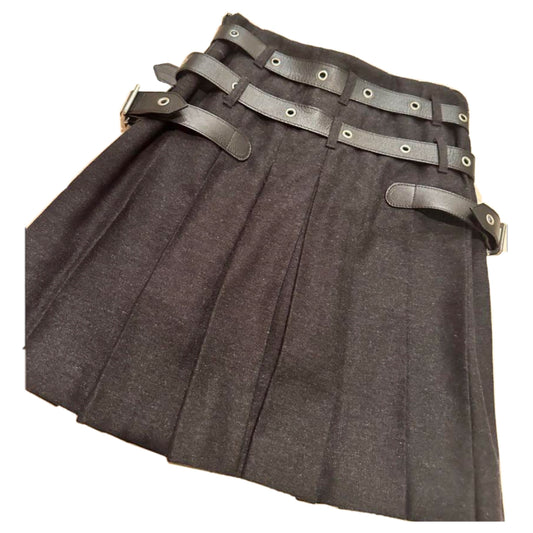 Dolce & Gabbana Triple Buckle Pleated Mini Skirt