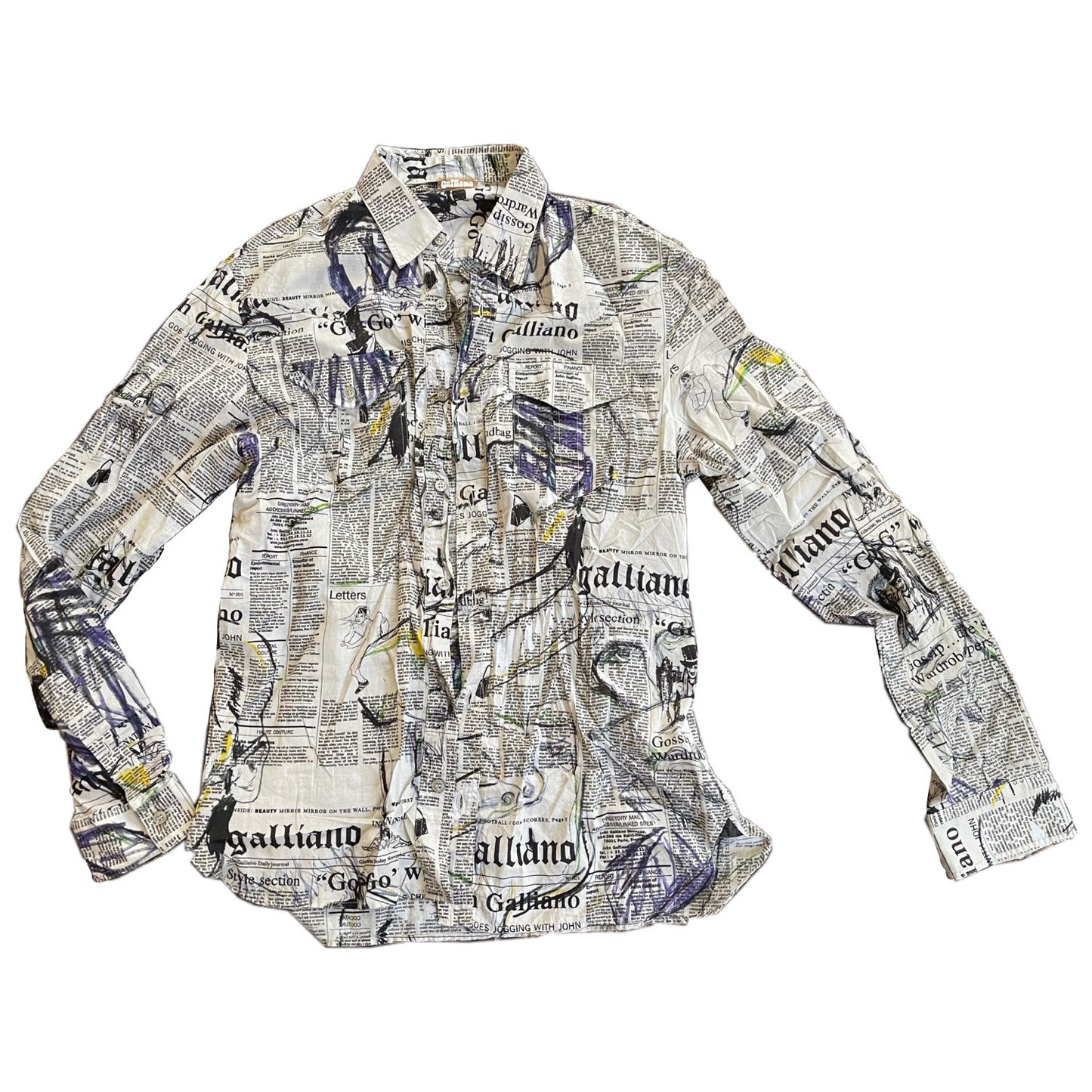 John Galliano Newspaper Graffiti Shirt