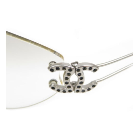 Chanel Rimless Silver CC Logo Sunglasses