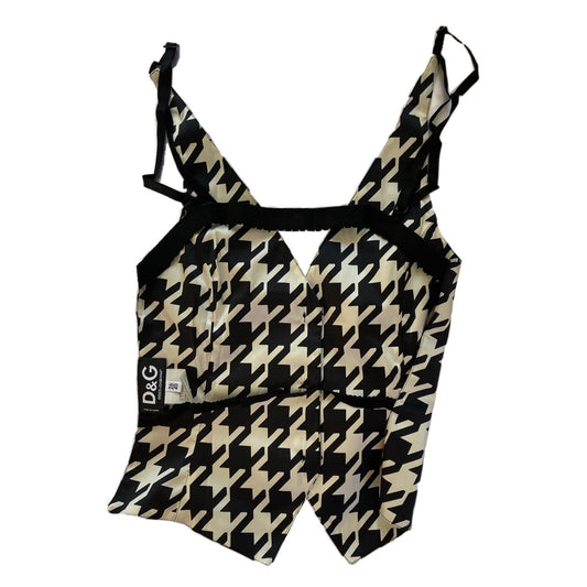 Dolce & Gabbana Houndstooth Silk Print Backless Vest Top