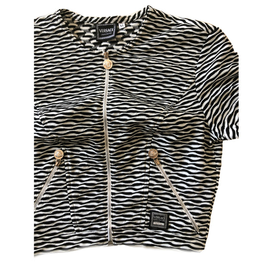 Versace Jeans Couture Zebra Animal Zip Medusa Print Tee