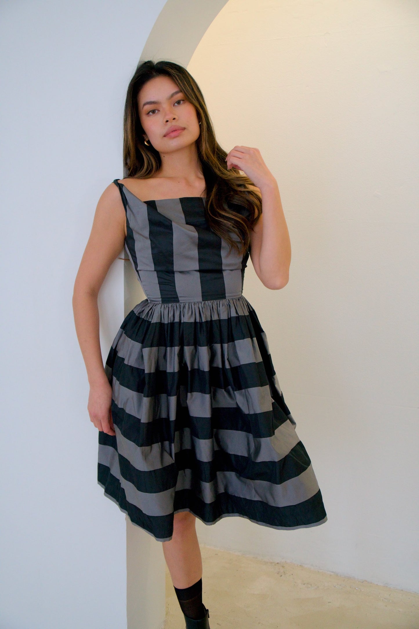 Vivienne Westwood Cowl Neck Stripe Sless Dress