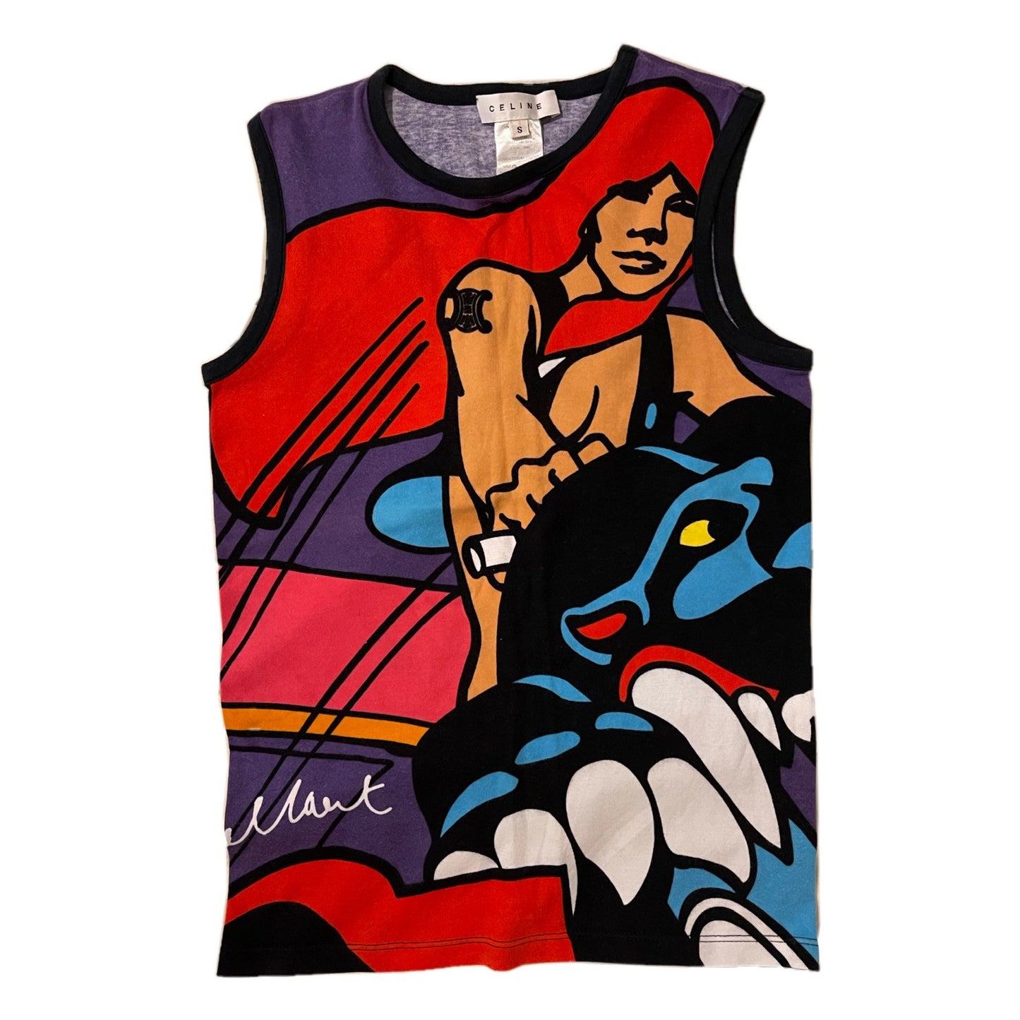 Celine Cartoon Motorbike Logo Tank Top