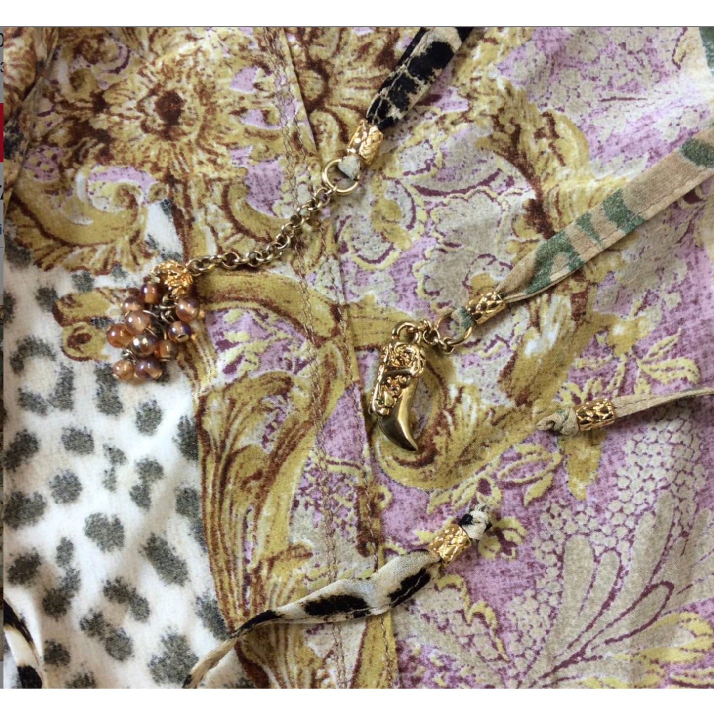 Roberto Cavalli Multi Print Ruffle LS Blouse w Tie