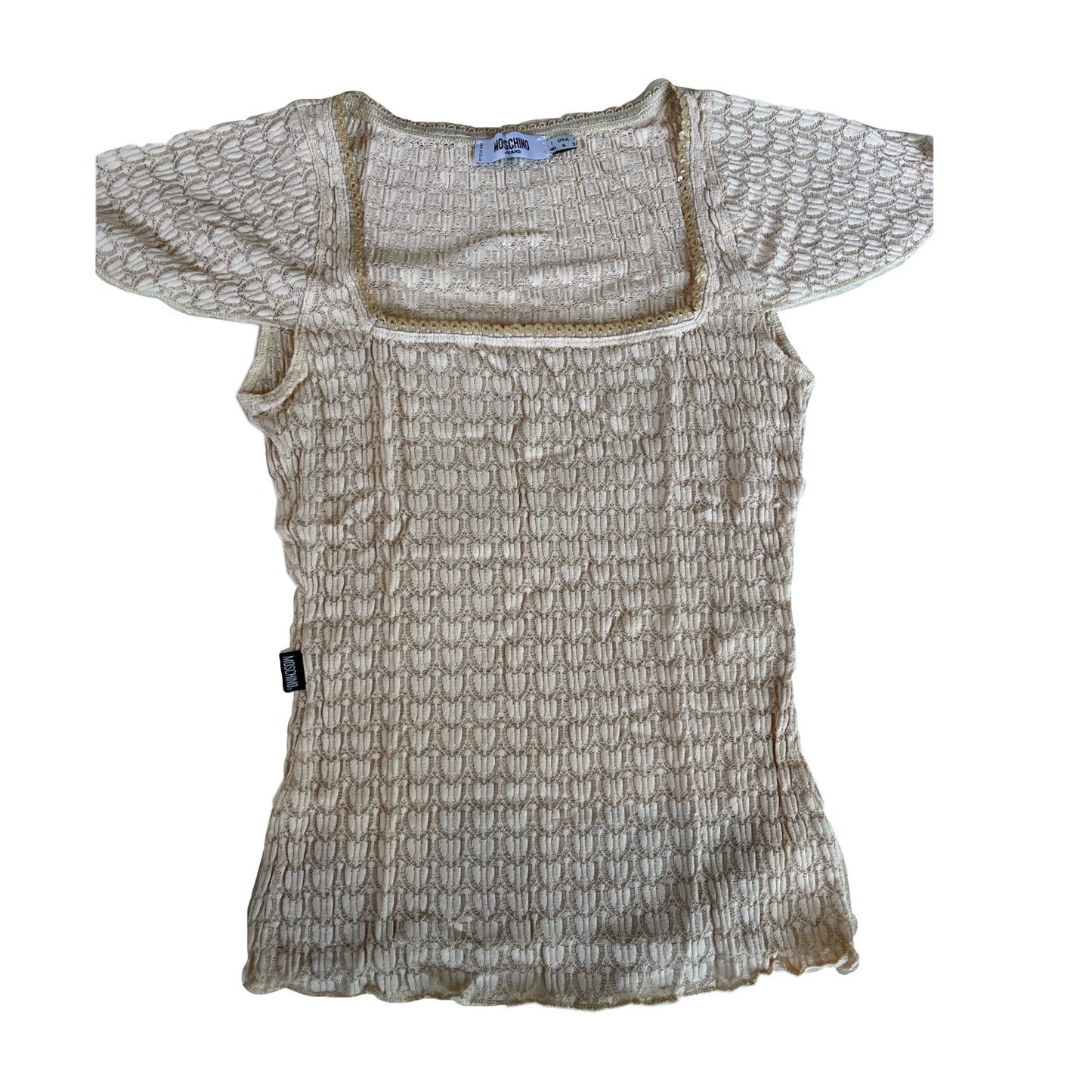 Moschino Jeans Heart Knit Cap Sleeve Top