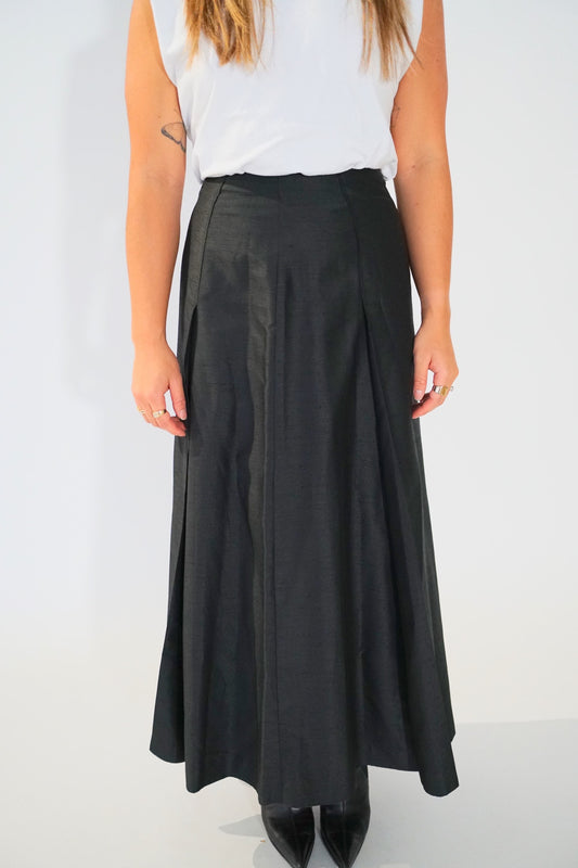 Balenciaga Black Maxi Silk Skirt