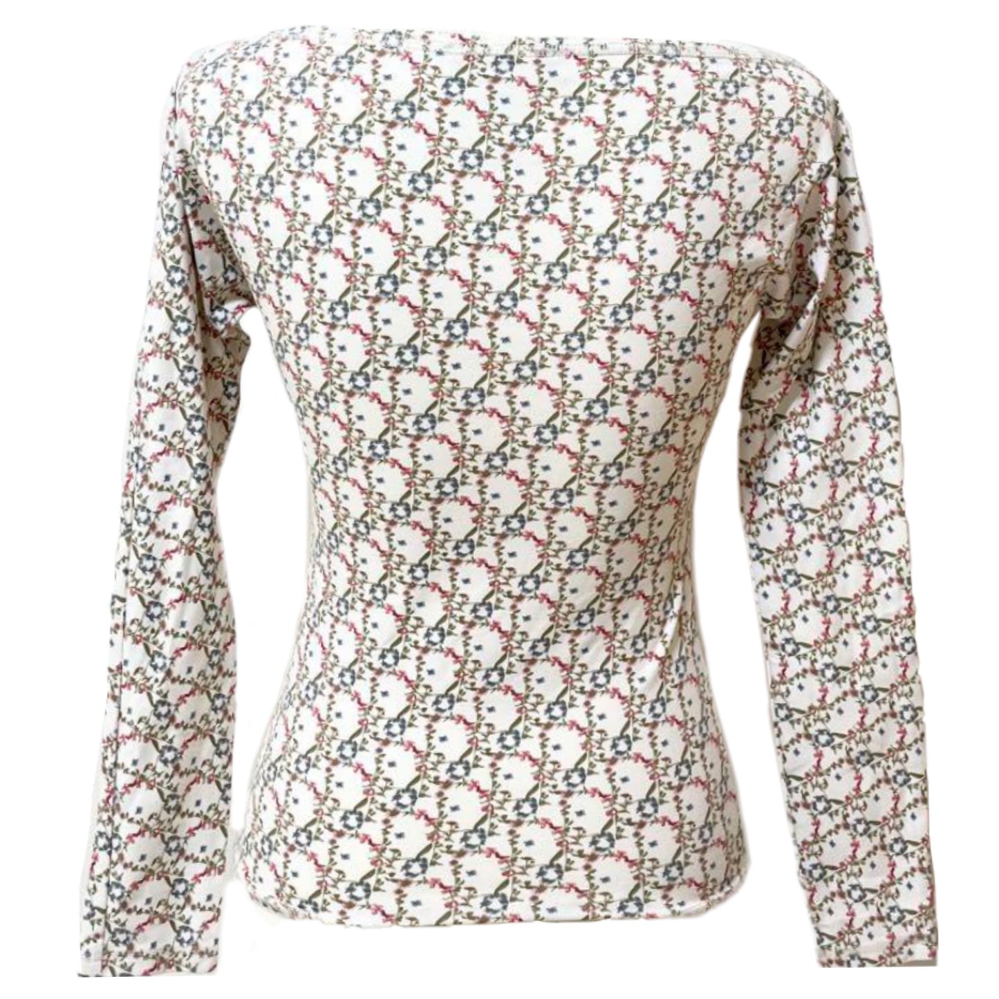 Christian Dior Floral Trotter Logo Boat Neck LS Top