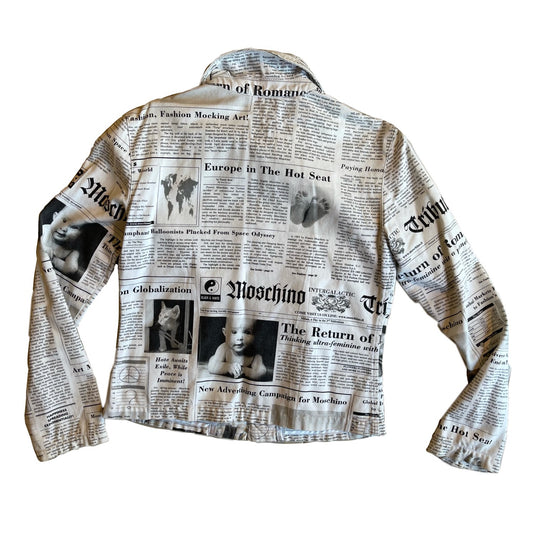 Moschino Newspaper Print Harrington Coach Jacket