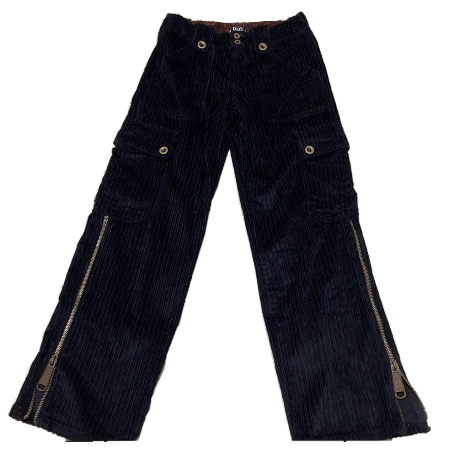 Dolce & Gabbana Cargo Utility Cuodroy Black Zipper Pocket Pants