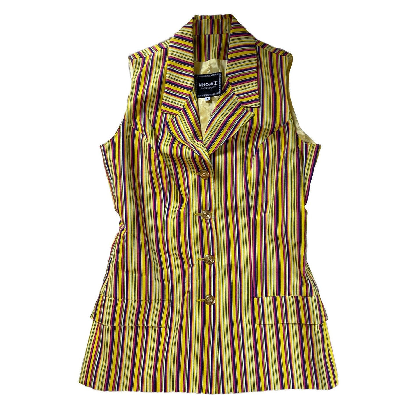 Versace Jeans Couture Stripe Gold Button Vest