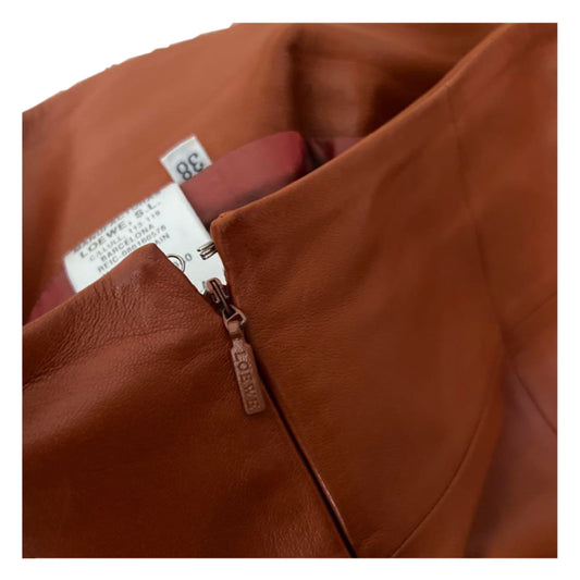Loewe Orange A Line Leather Skirt