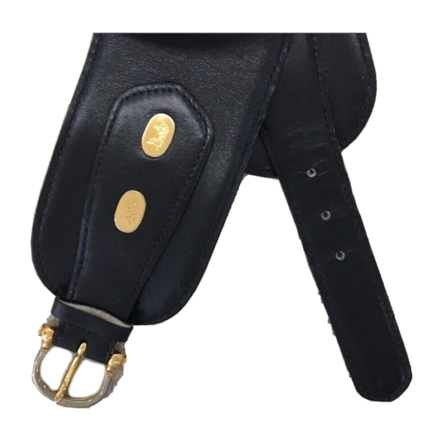 Celine Wide Leather Waist Buckle Metal Logo Sz Xs-S