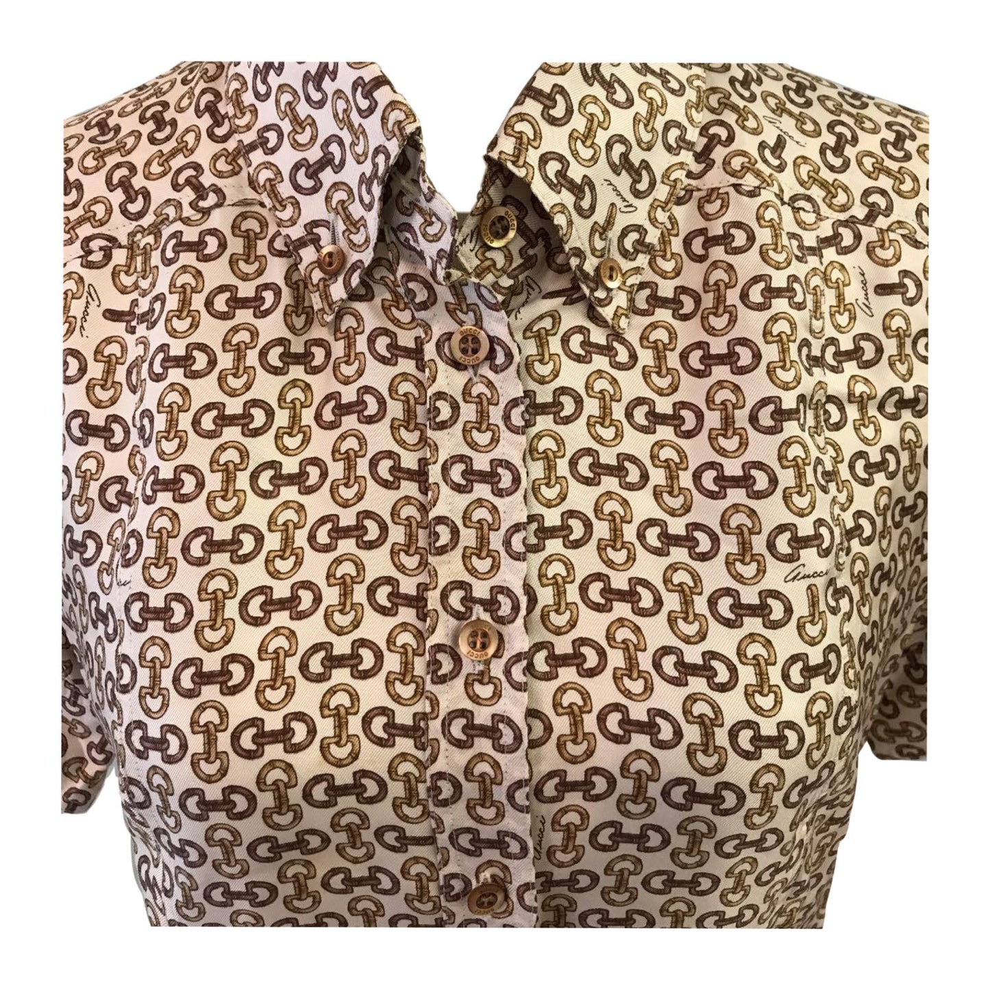 Gucci Horsebit Silk Logo Short Sleeve Shirt