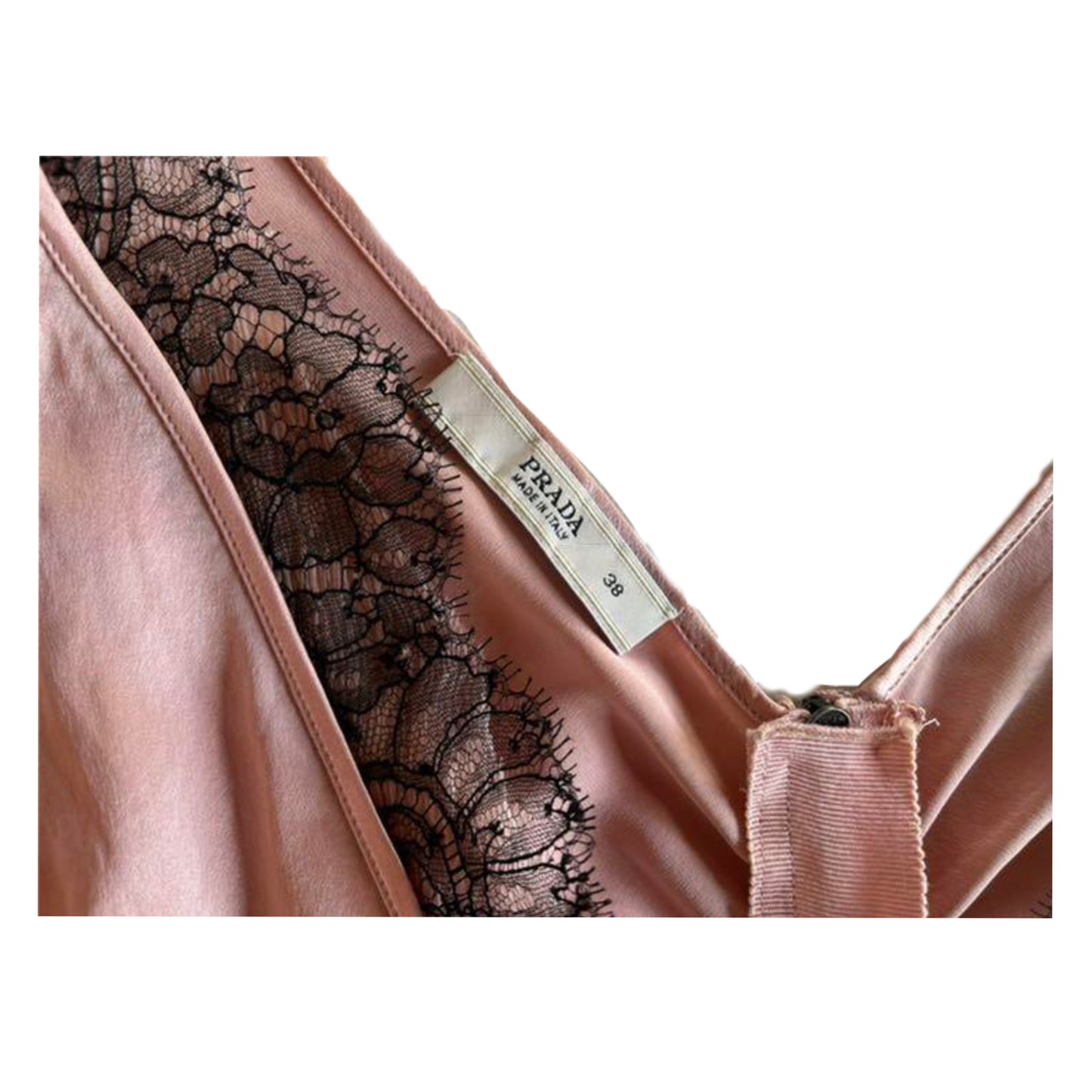 Prada Lace Satin Ruched Zip Back Cami