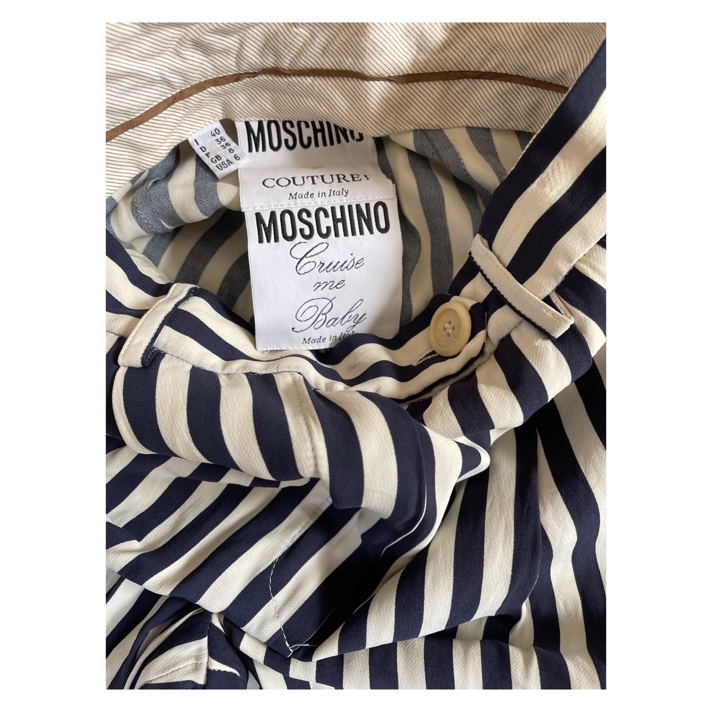 Moschino Couture Stripe High Waisted Wide Leg Pants