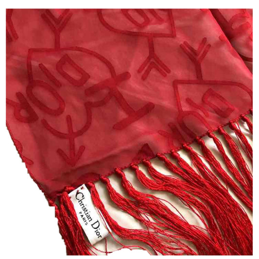 Christian Dior I Love Dior Fringe Shawl Scarf