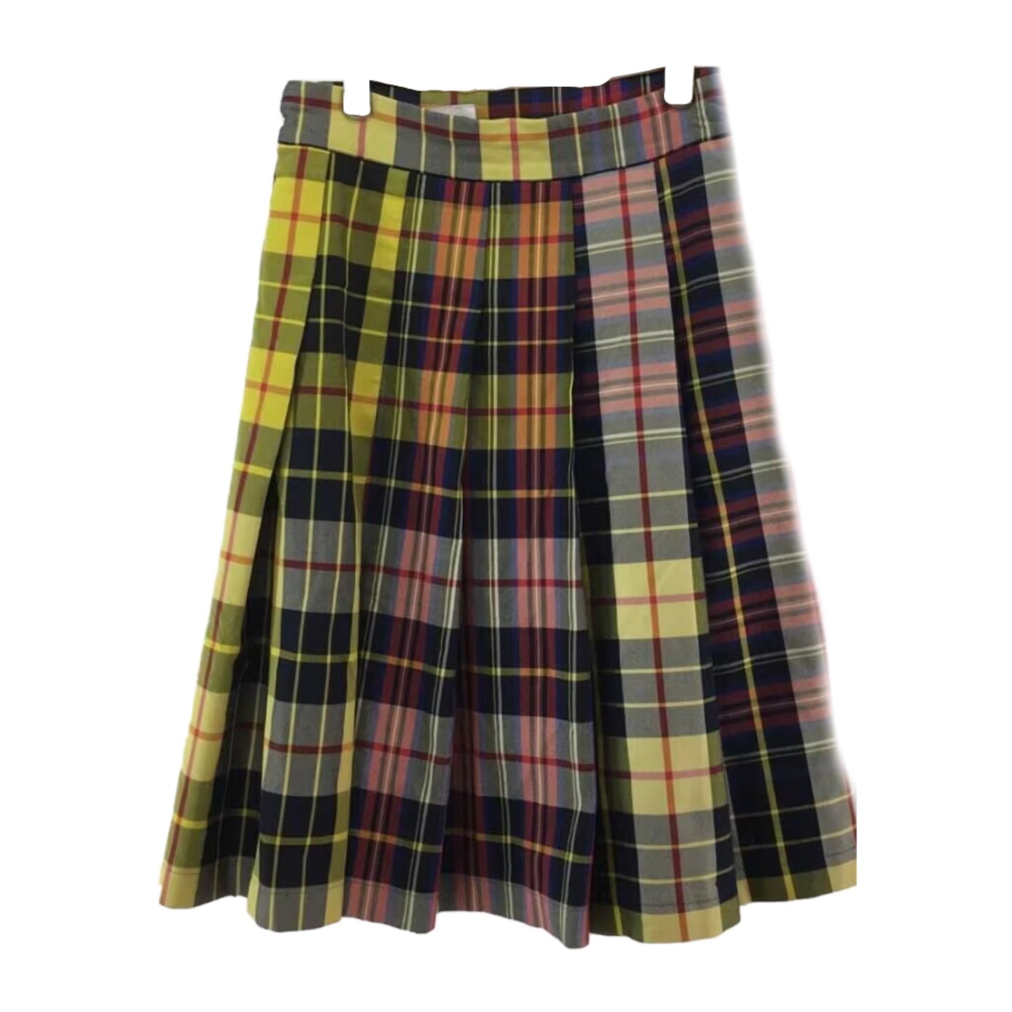 Comme Des Garcons Flare Checkered Pleat Midi Skirt