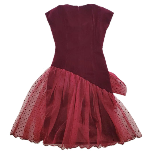 Christian Dior Sless Sweetheart Neckline Velvet Tulle Bow Skirt Dress