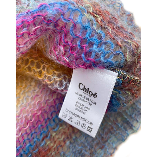 Chloe Multi Colour Mohair Wool Knit Stripe Sweater