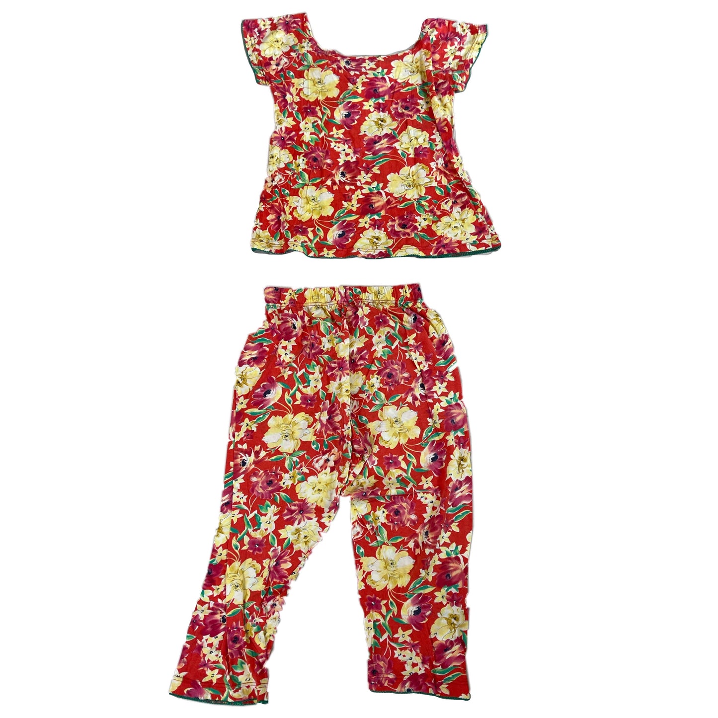 KenzoFloral SS Lace Trim Tee 3/4 Legging Set