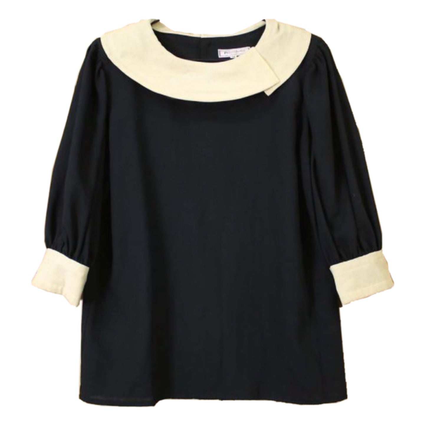 Yves Saint Laurent Shoulder Pad Sailor Neck 3/4 Sleeve Blouse Marked Size