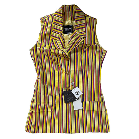Versace Jeans Couture Stripe Gold Button Vest