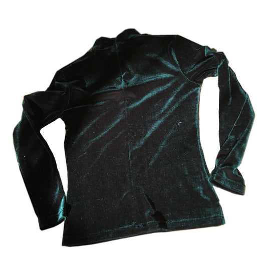 Versace Jeans Couture Green Medusa Velvet Long Sleeve Turtleneck