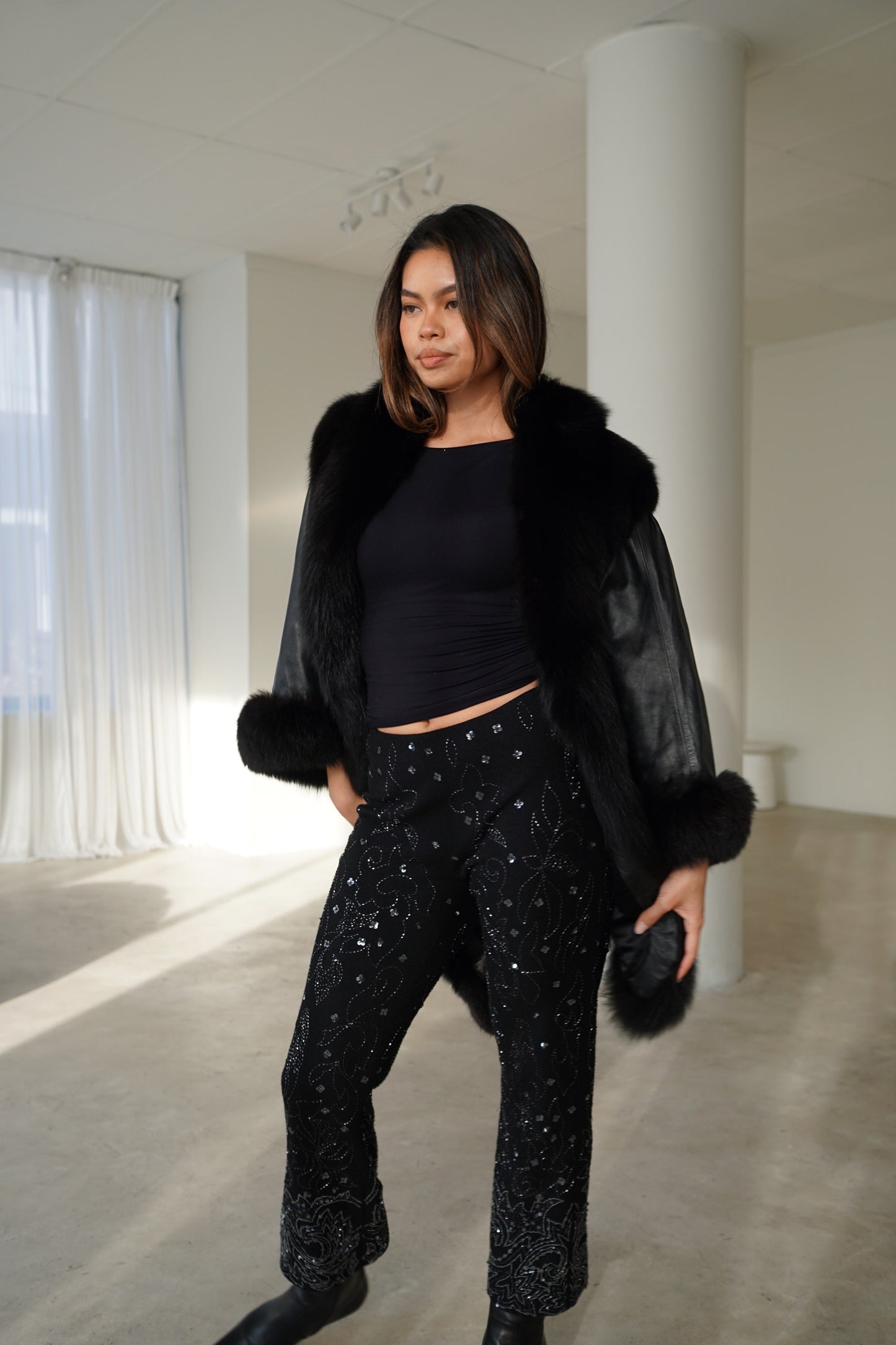 Dolce & Gabbana Sequin Hand Beaded Capri Wool Pants