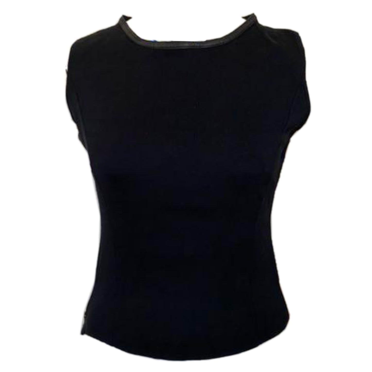 Gucci Ribbed Leather Trim Side Zipper Tank Top