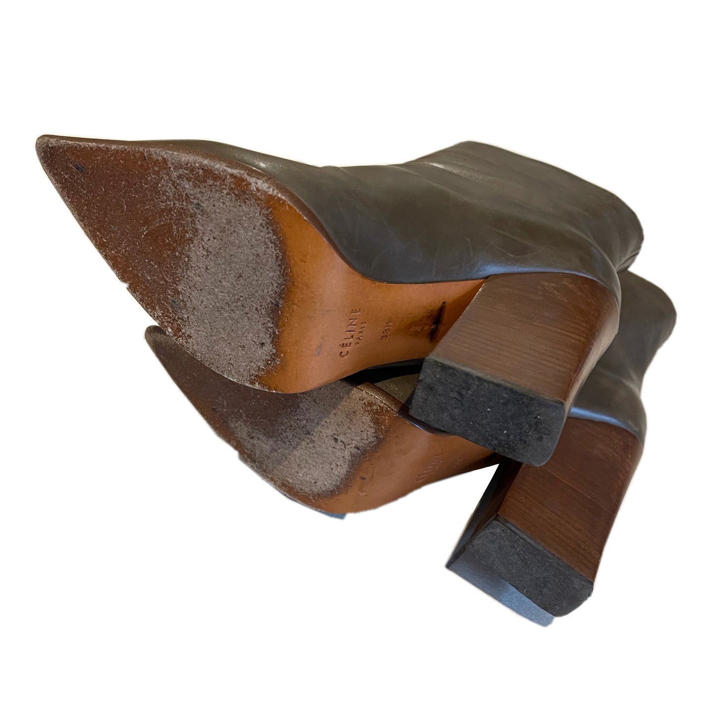 Celine Taupe Calf Point Booties