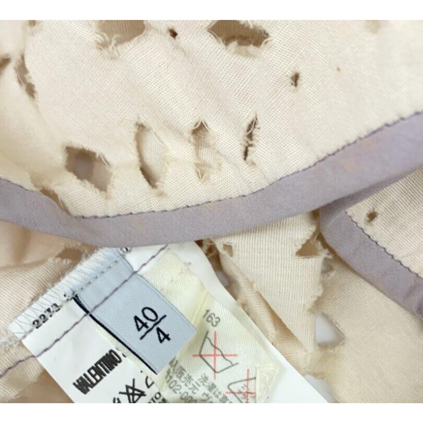 Valentino Floral Applique Puff SS Button Down Blouse