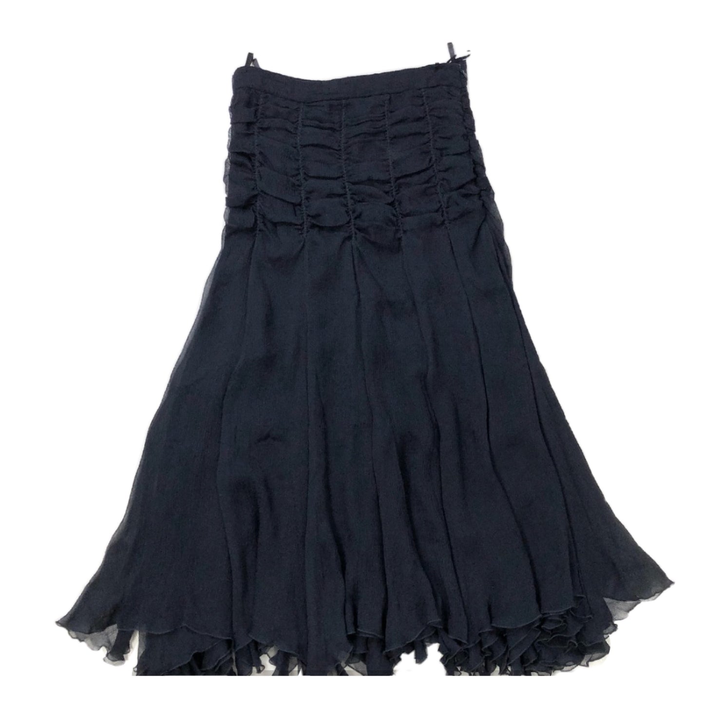 Prada Silk Ruched Pleated Midi Skirt