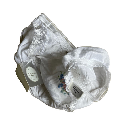 Christian Dior Cotton Lace Logo Embroidered Underwear