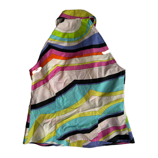 Emilio Pucci Multi Pattern Sleeveless Button Down Shirt