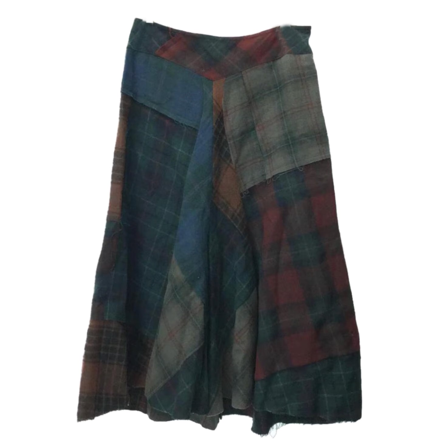 Junya Watanabe Comme Des Garcons Multi Plaid Patchwork Midi Skirt