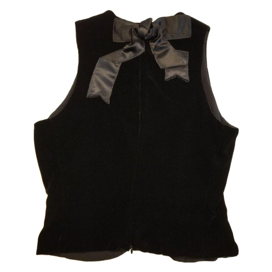 Emporio Armani Velvet Keyhole Rhinestone Button Tank w Bow