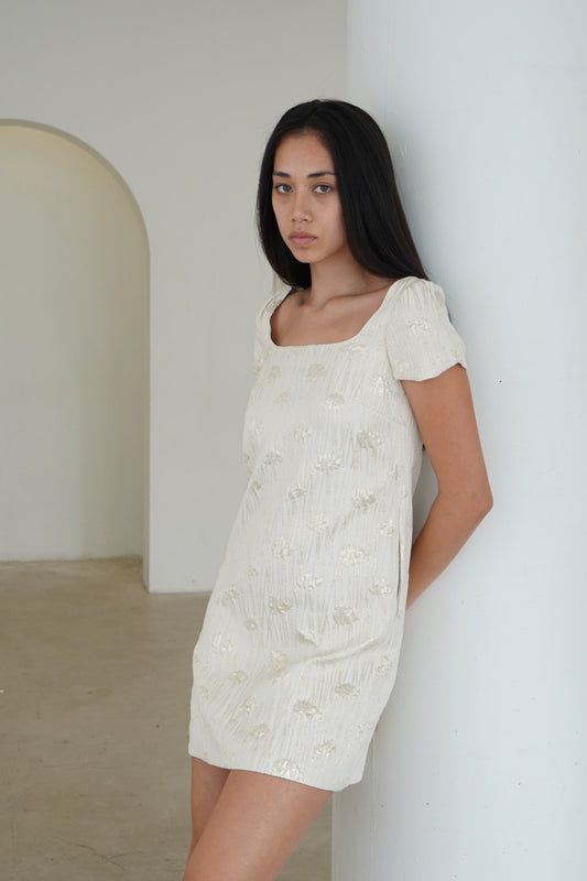 Moschino Cheap And Chris Gold Floral Print SS Shift Dress