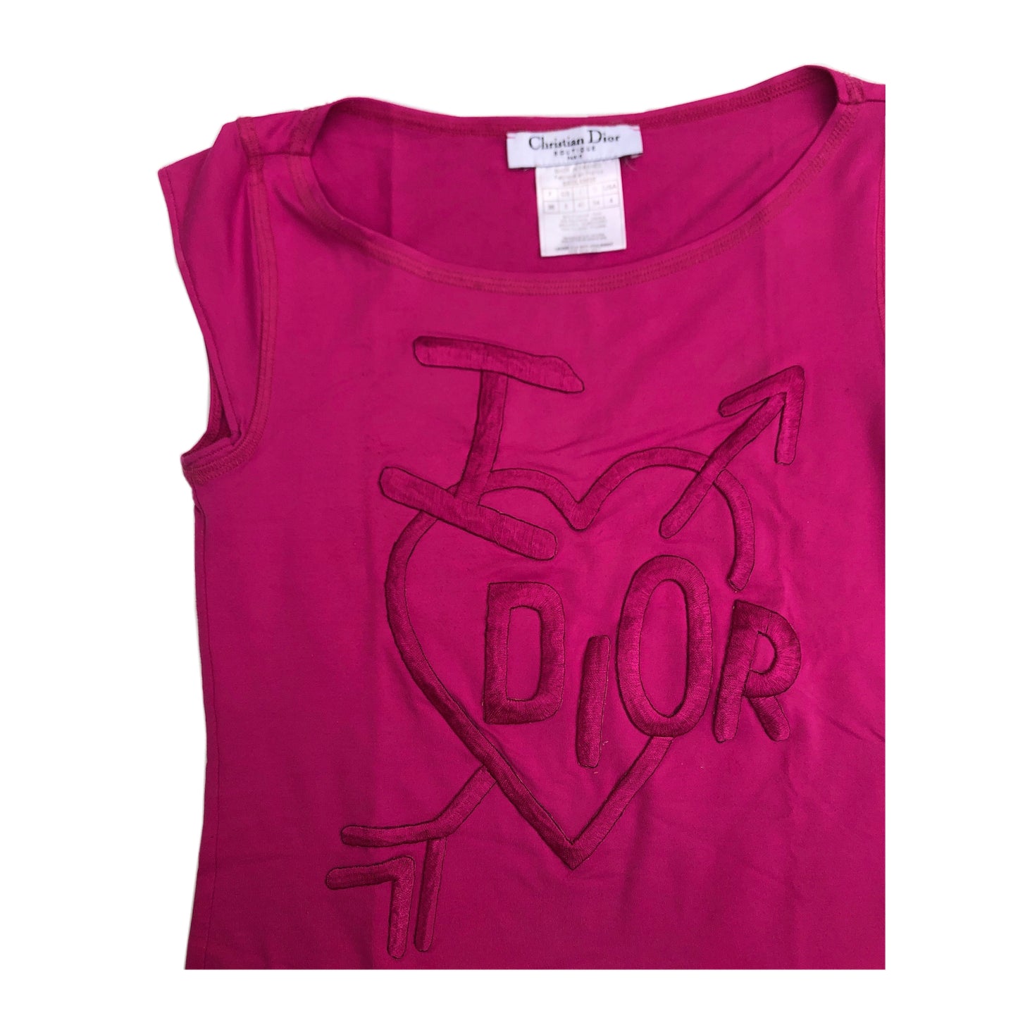 Christian Dior Hot Pink I Love Dior Cap Sleeve Tee