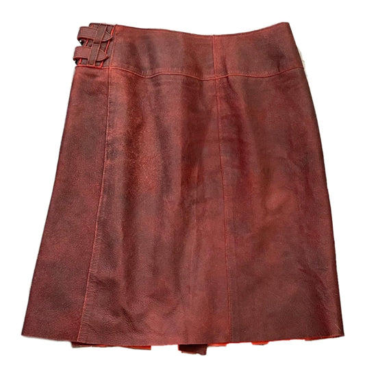 Sonia Rykiel Suede Leather Red Double Buckle Skirt