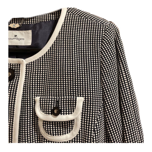 Courreges Checkered Piped Lining Button Down Blazer Skirt Set