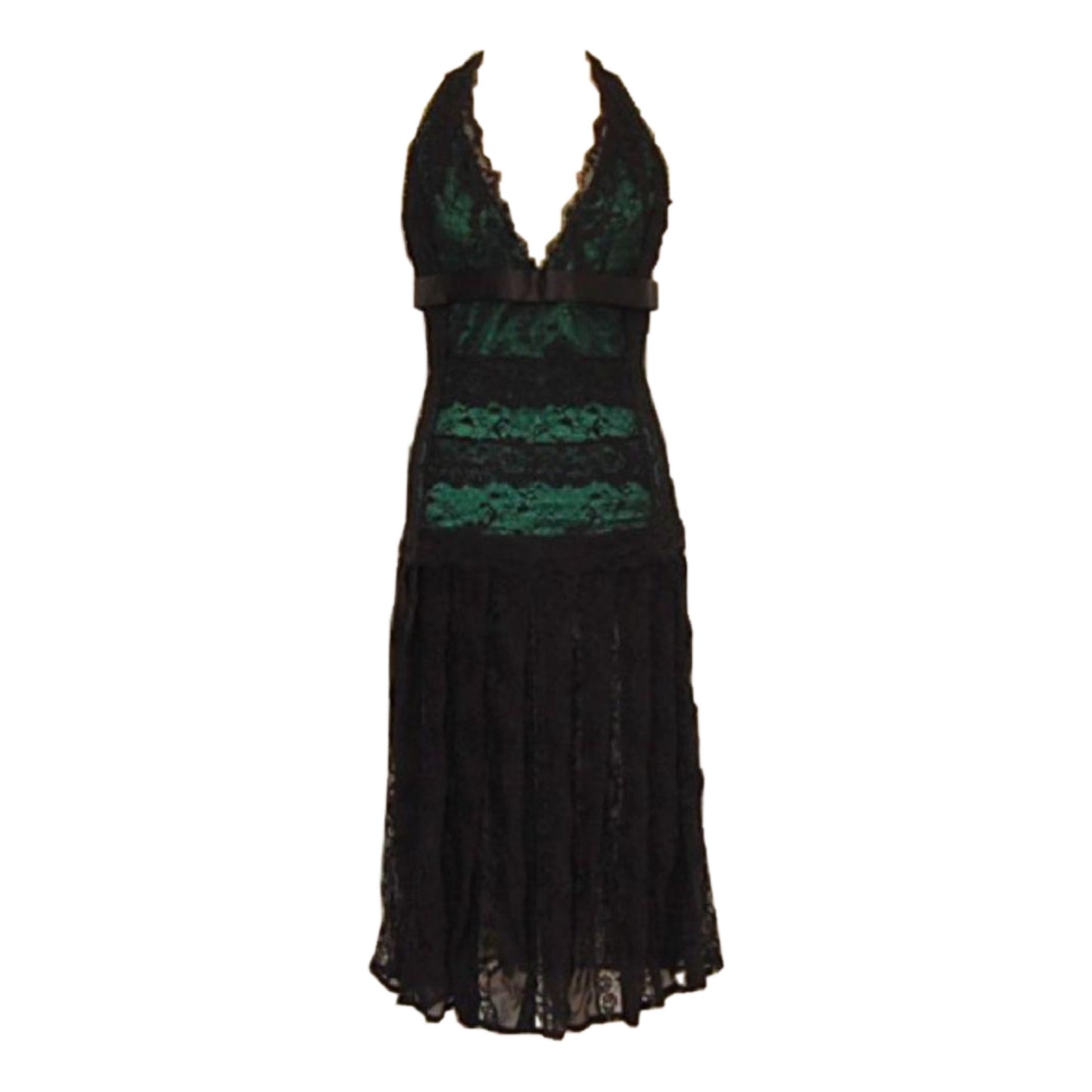 Dolce & Gabbana Lace Halterneck Sheer Pleated Skirt Dress