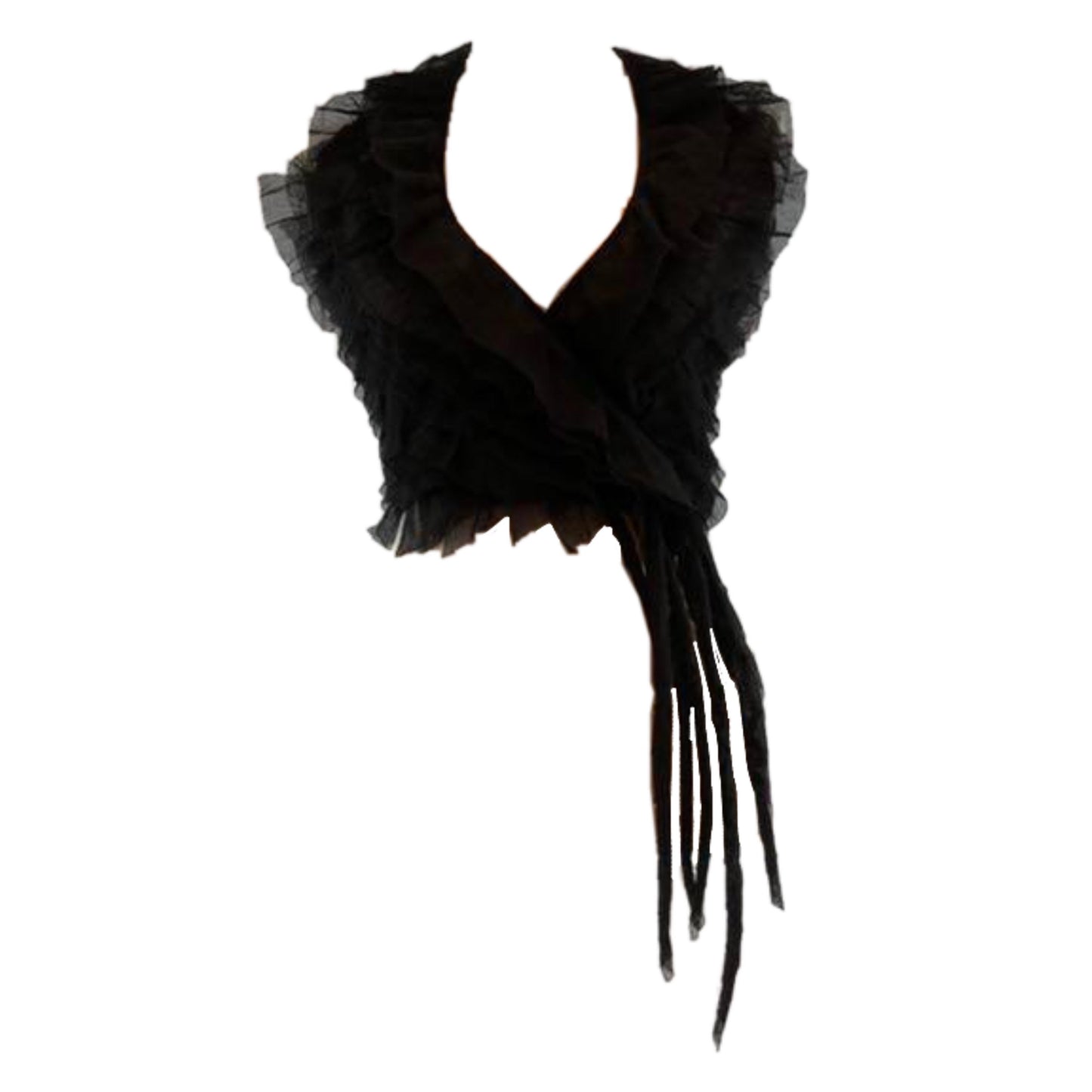 Jean Paul Gaultier Mesh Ruffle Halterneck Tie Vest Top