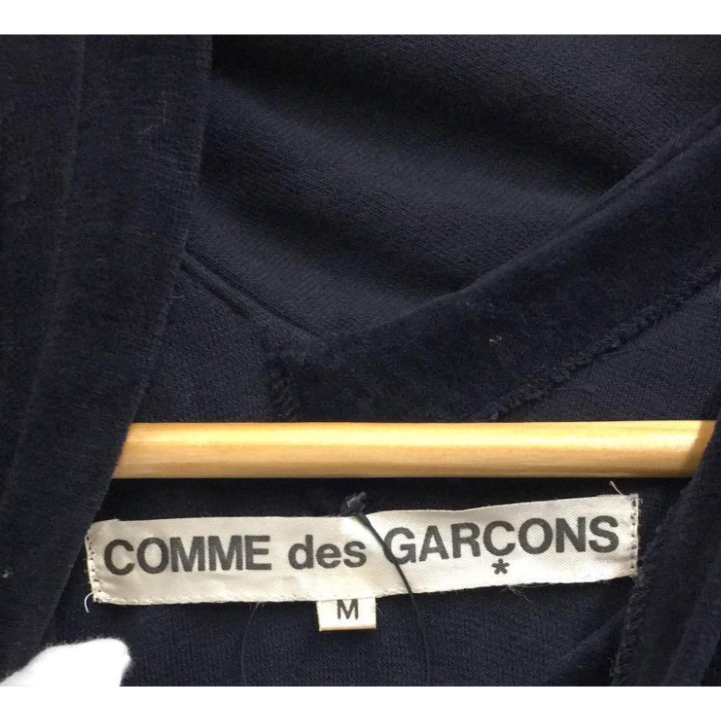 Comme Des Garcons Navy Velour Fold Over Mock Neck LS Top