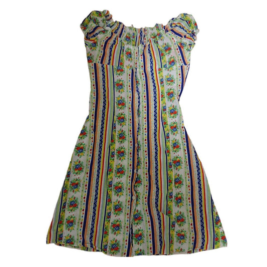 Versace Jeans Couture Floral Stripe Off Shoulder Mini Dress